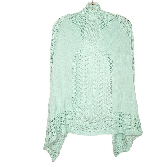 Serengeti Open Knit Open Cardigan Sweater M Mint Green Long Sleeve - Picture 3 of 5